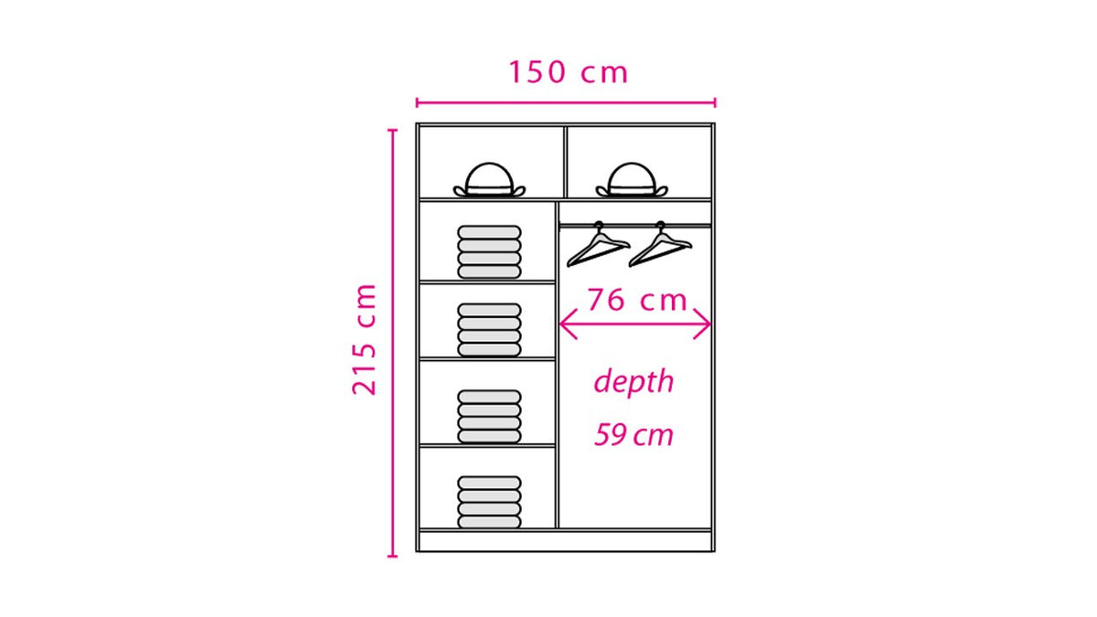 Liberty Effect 2 Sliding Door Wardrobe 150cm