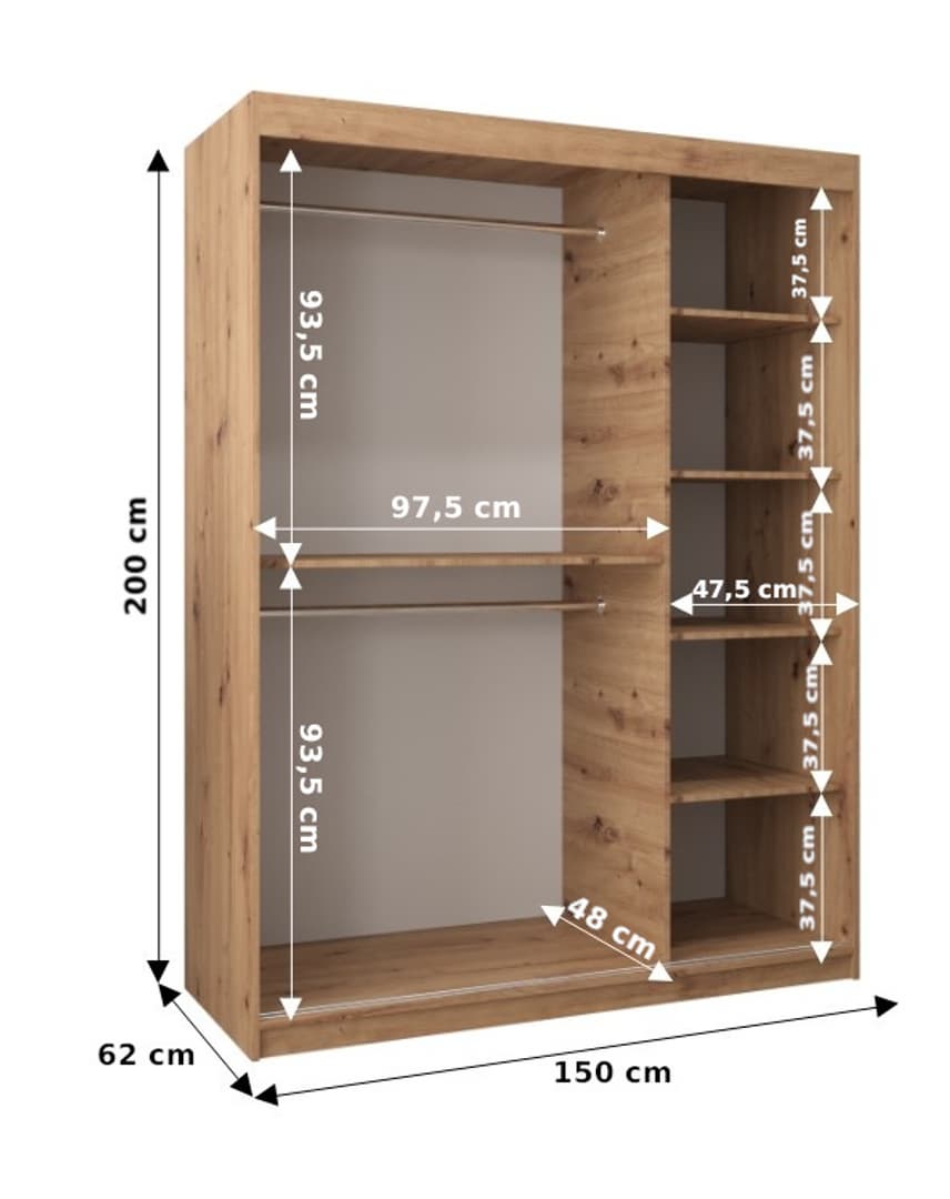 Liberty Tokyo I Sliding Door Wardrobe 150cm