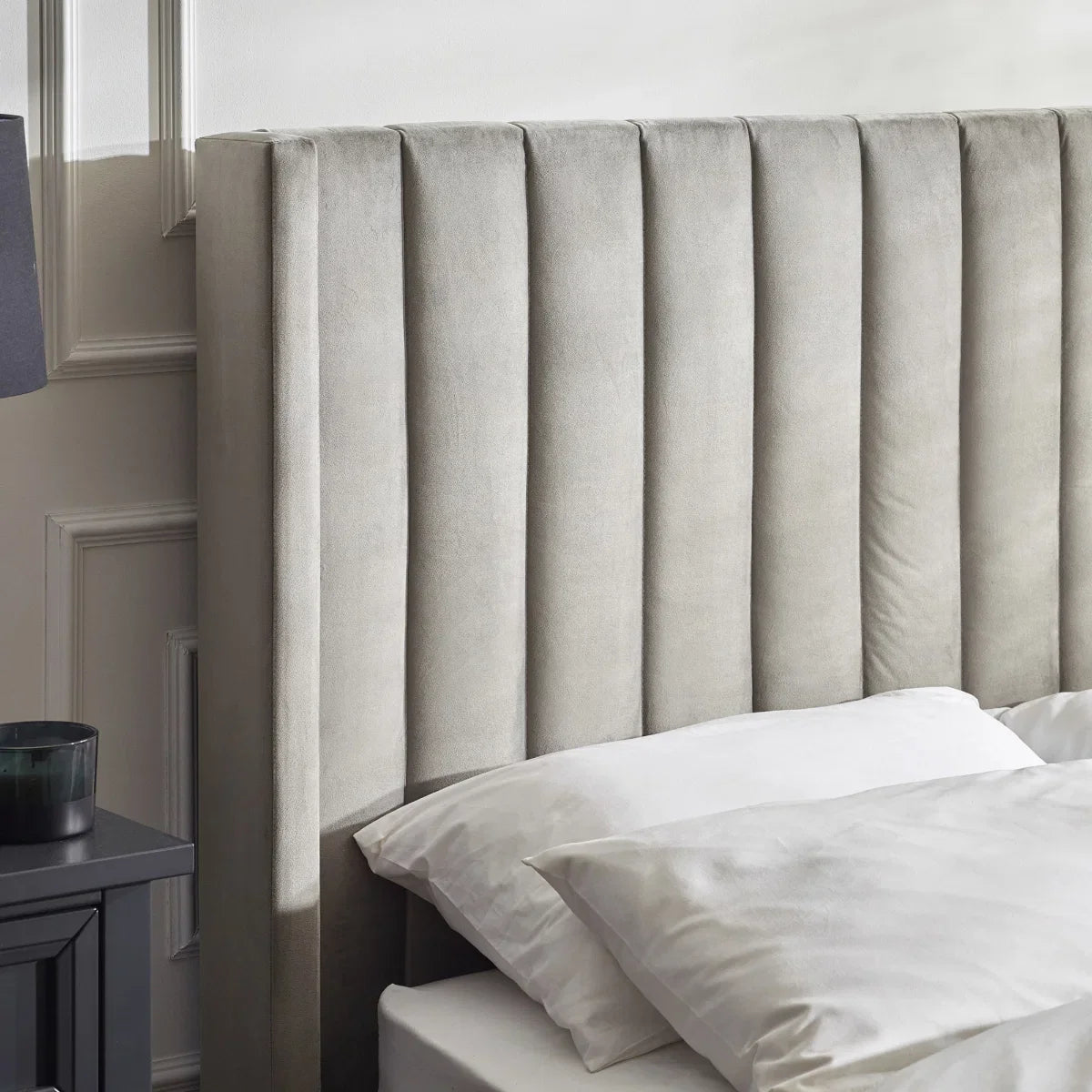 Trinity Clara Side Lift Ottoman Light Grey Fabric TV Bed