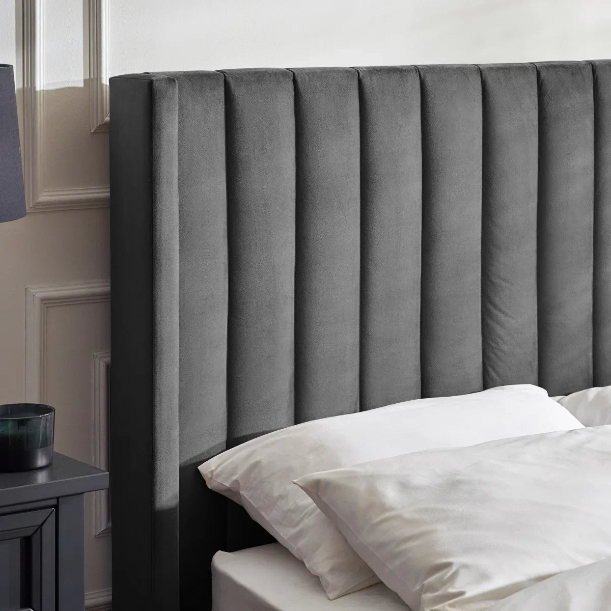 Trinity Clara Side Lift Ottoman Dark Grey Fabric TV Bed