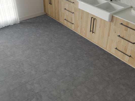 Liberty SPC Luxury Vinyl Tile Dark Grey Eriskay LVT Flooring Built In Underlay