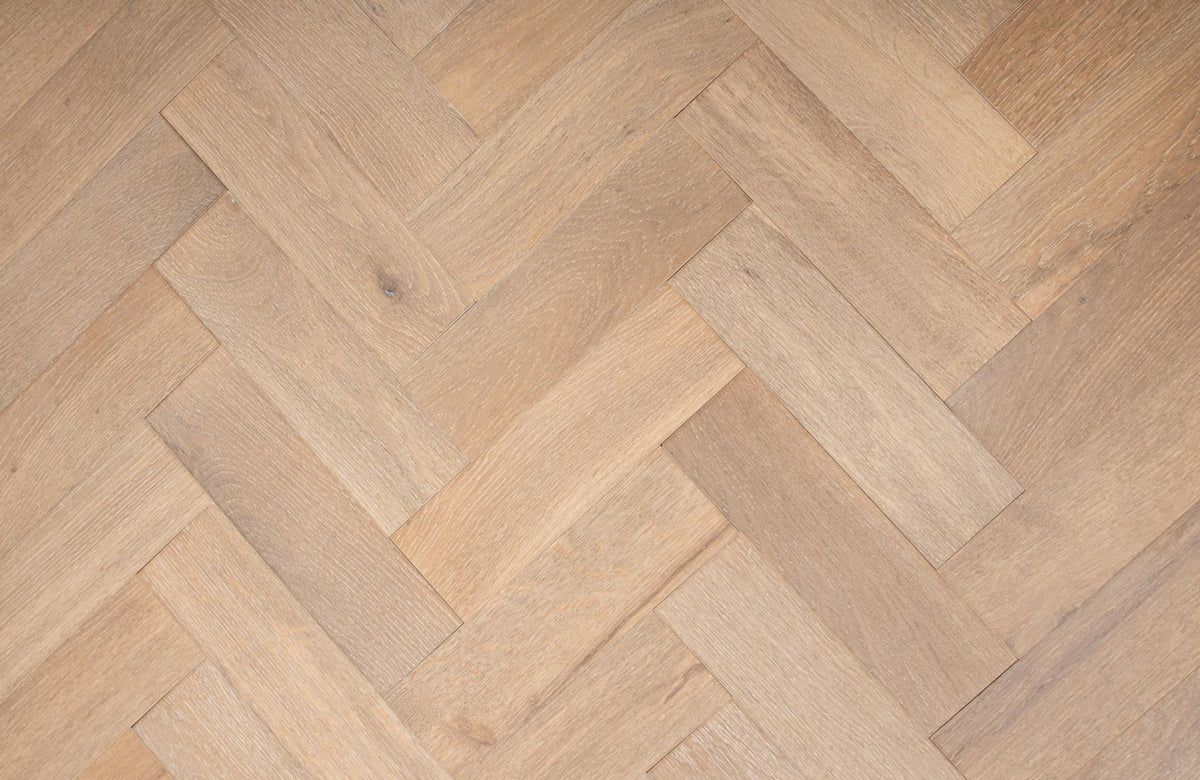 Liberty Wood 14mm Herringbone Engineered Real Wood Flooring Smoked White Oak Brushed UV Oiled