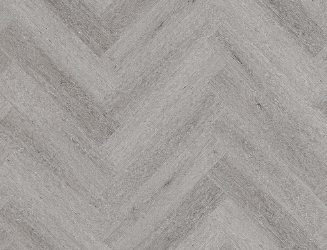Liberty SPC 6.5mm LVT Flooring Kynance Grey Oak Herringbone Rigid Core Built In Underlay