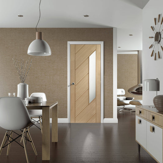 Internal Oak Monza Door Glazed With Obscure Glass