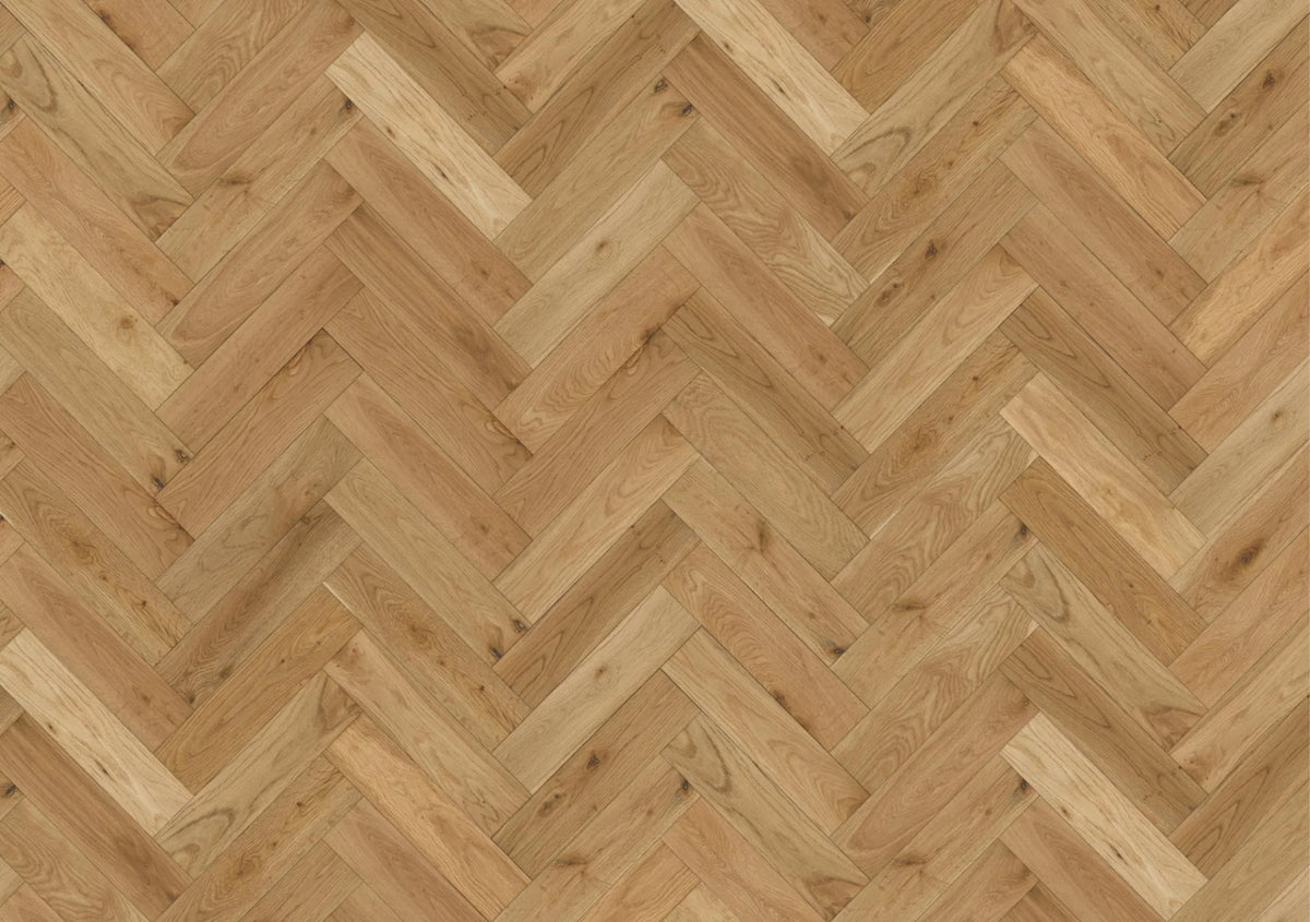 Liberty Natural Oak Matt Lacquered & Brushed Herringbone Engineered Wood Flooring 15mm x 90mm