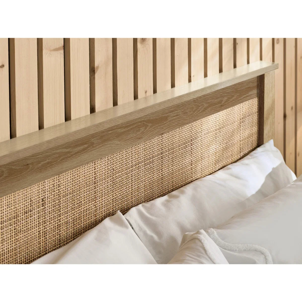 Trinity Padstow Oak Rattan Ottoman Storage Bed