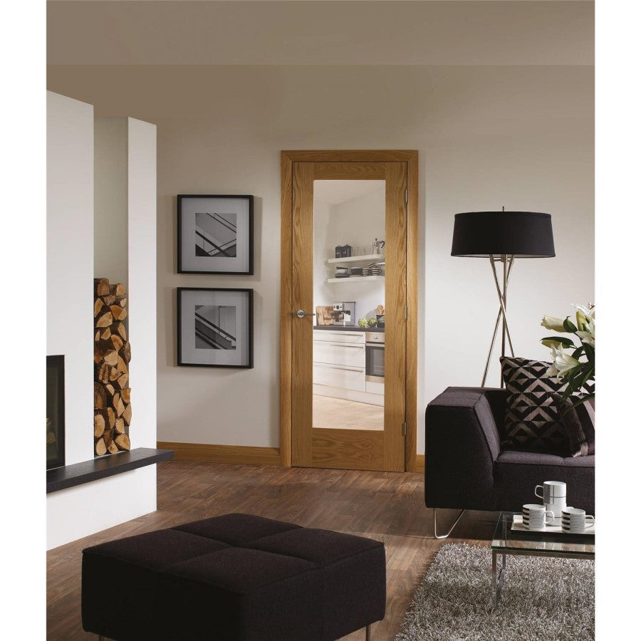 XL Joinery Internal Oak Pattern 10 Clear Glazed Door Fully Finished