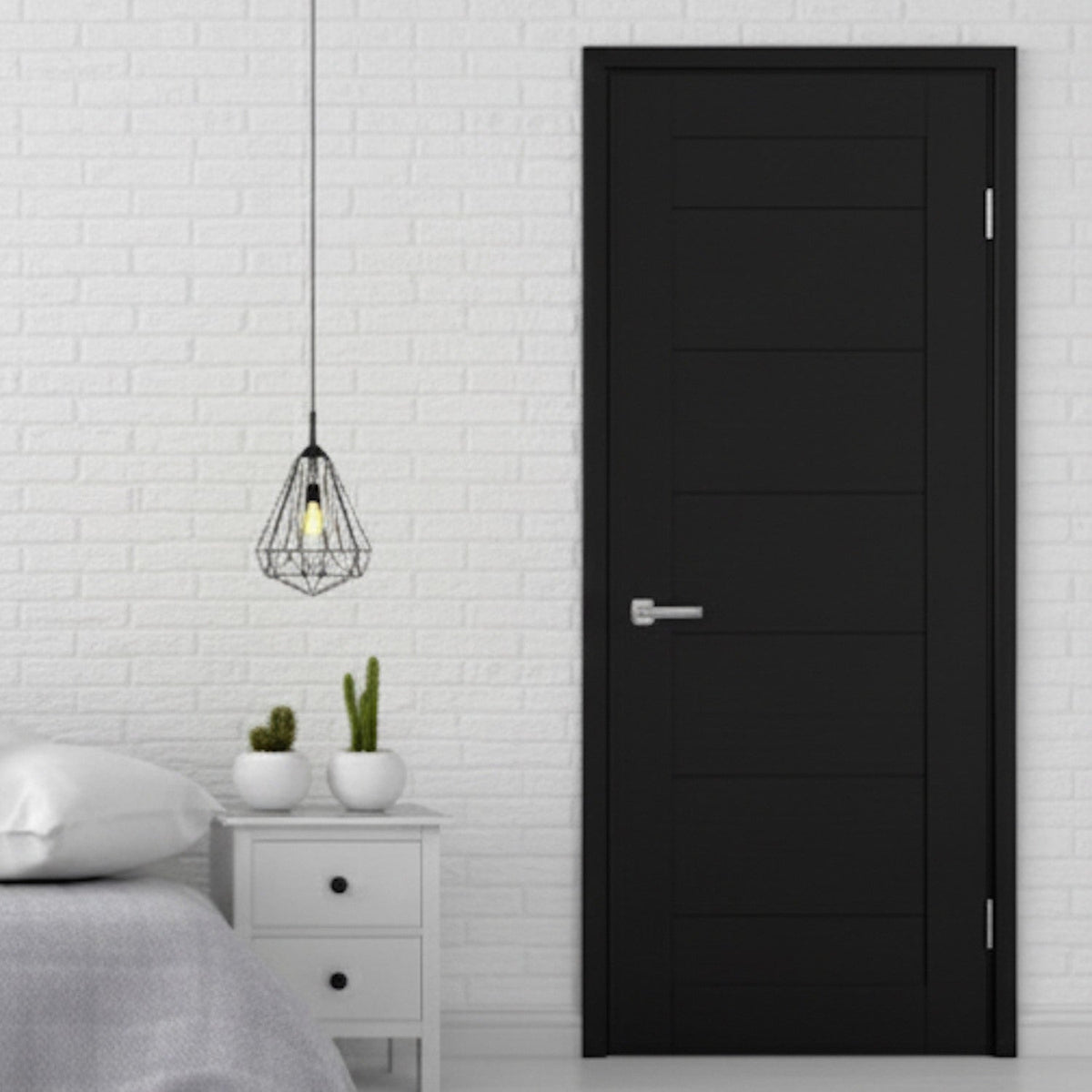XL Joinery Internal Black Door Palermo Fully Finished 7 Panel Fire Door FD30 Rated