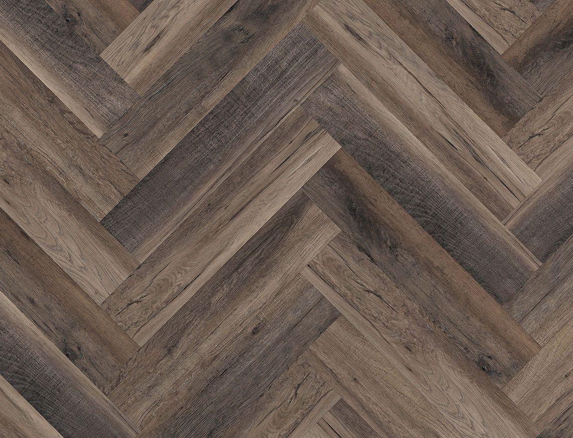 Liberty SPC 6.5mm LVT Flooring Pentle Brown Black Oak Herringbone Rigid Core Built In Underlay