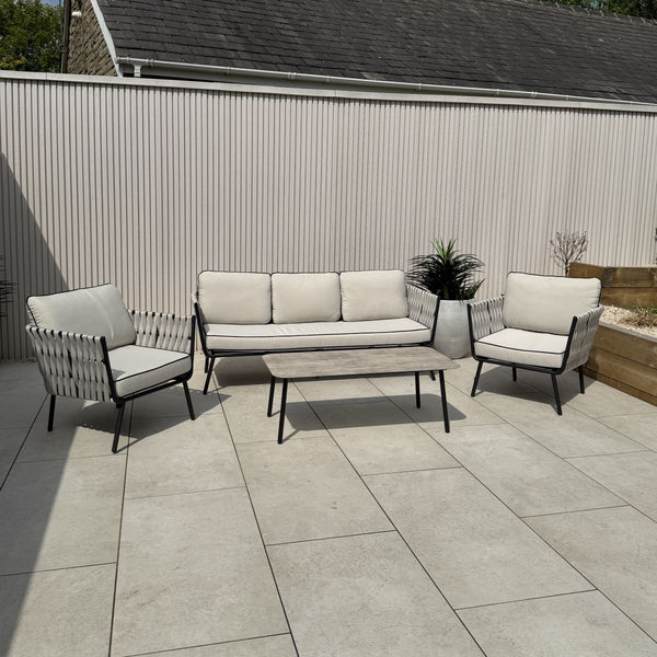 Rattan Republic Aluminium & Rope Lounge Garden Sofa Set