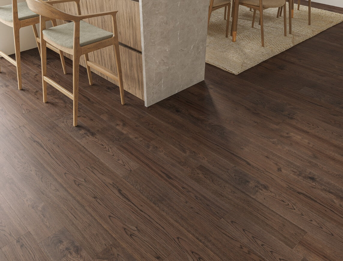 Liberty Solid Oak 18x150mm Coffee Brushed and Lacquered Solid Wood Flooring