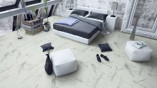 Liberty Lignum Core Tile Carrara White Marble Matt SPC Rigid Vinyl Flooring