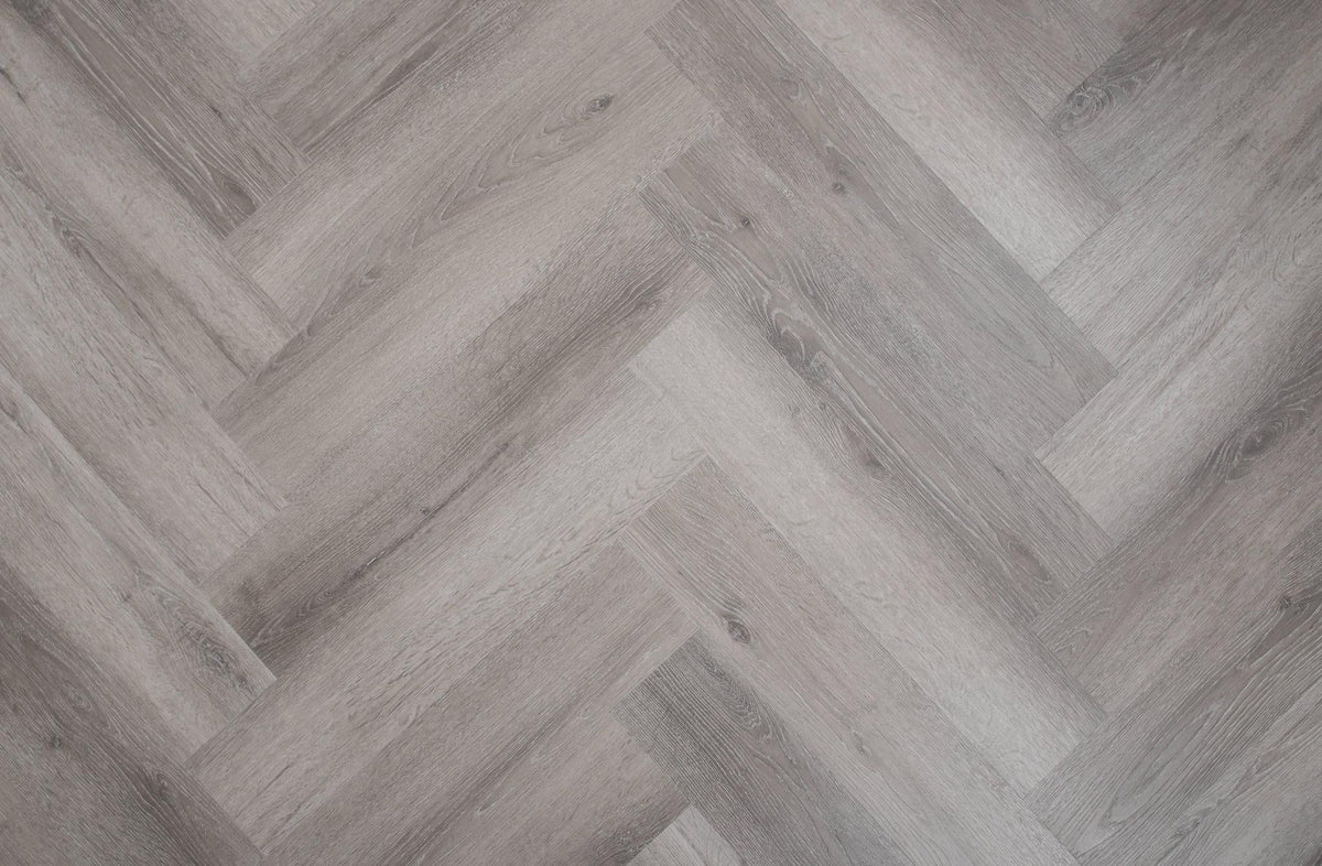 Liberty Lux Sennen Grey Oak 5mm SPC Luxury Vinyl Flooring Herringbone Built In Underlay
