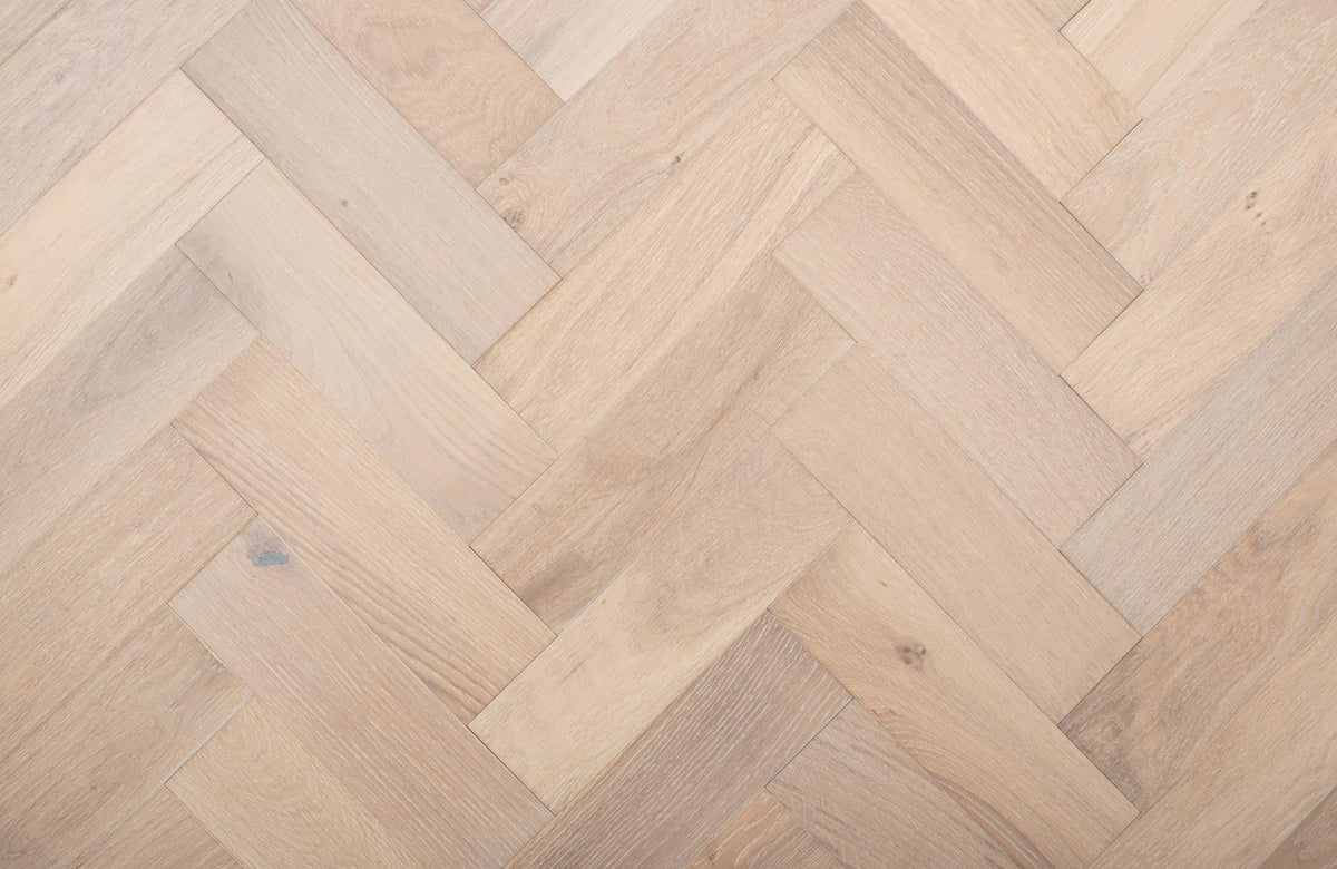 Liberty Wood 14mm Herringbone Engineered Real Wood Flooring Light Oak Brushed UV Lacquered