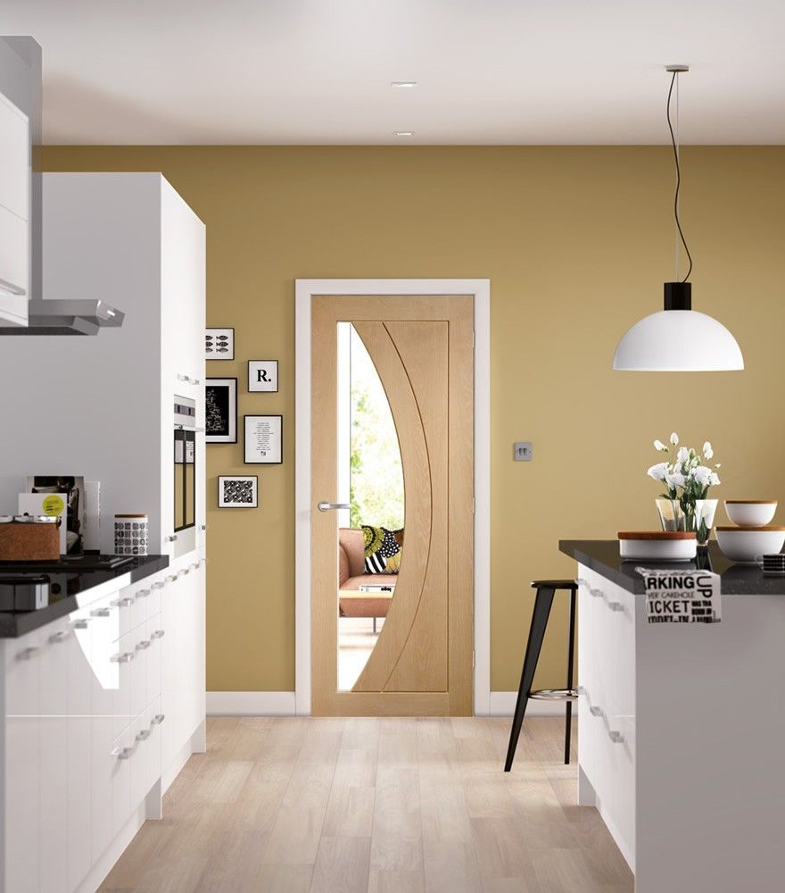 XL Joinery Internal Oak Salerno Clear Glazed Fire Door FD30