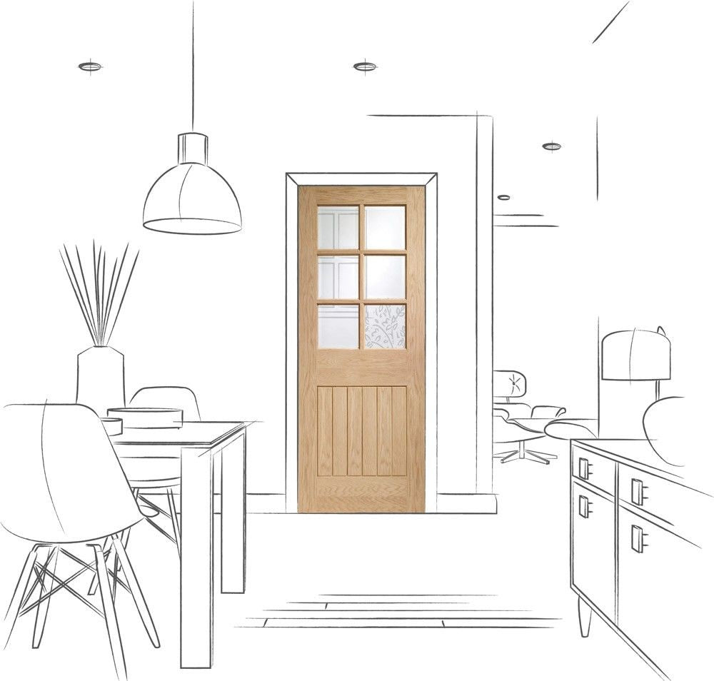 Internal Oak Suffolk Glazed Fire Door With Clear Glass