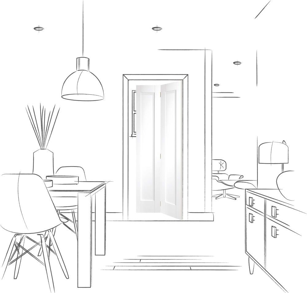 XL Joinery Internal White Primed Pattern 10 Clear Glazed Bi-Fold