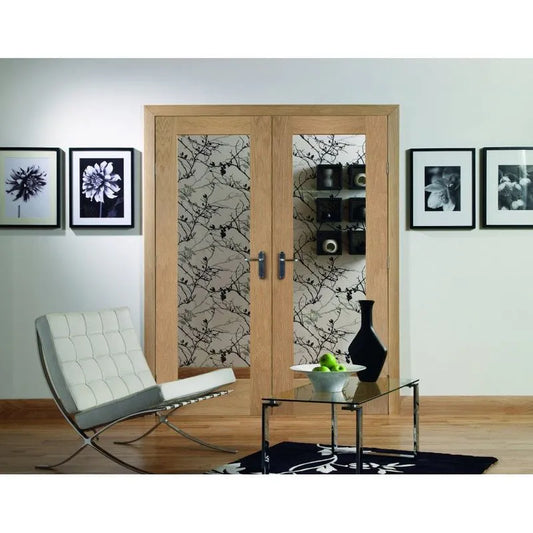 XL Joinery Internal Oak Pattern 10 Glazed Pair Of Doors With Clear Glass