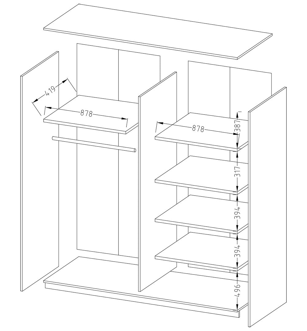 Liberty Beta Sliding Door Mirrored Wardrobe