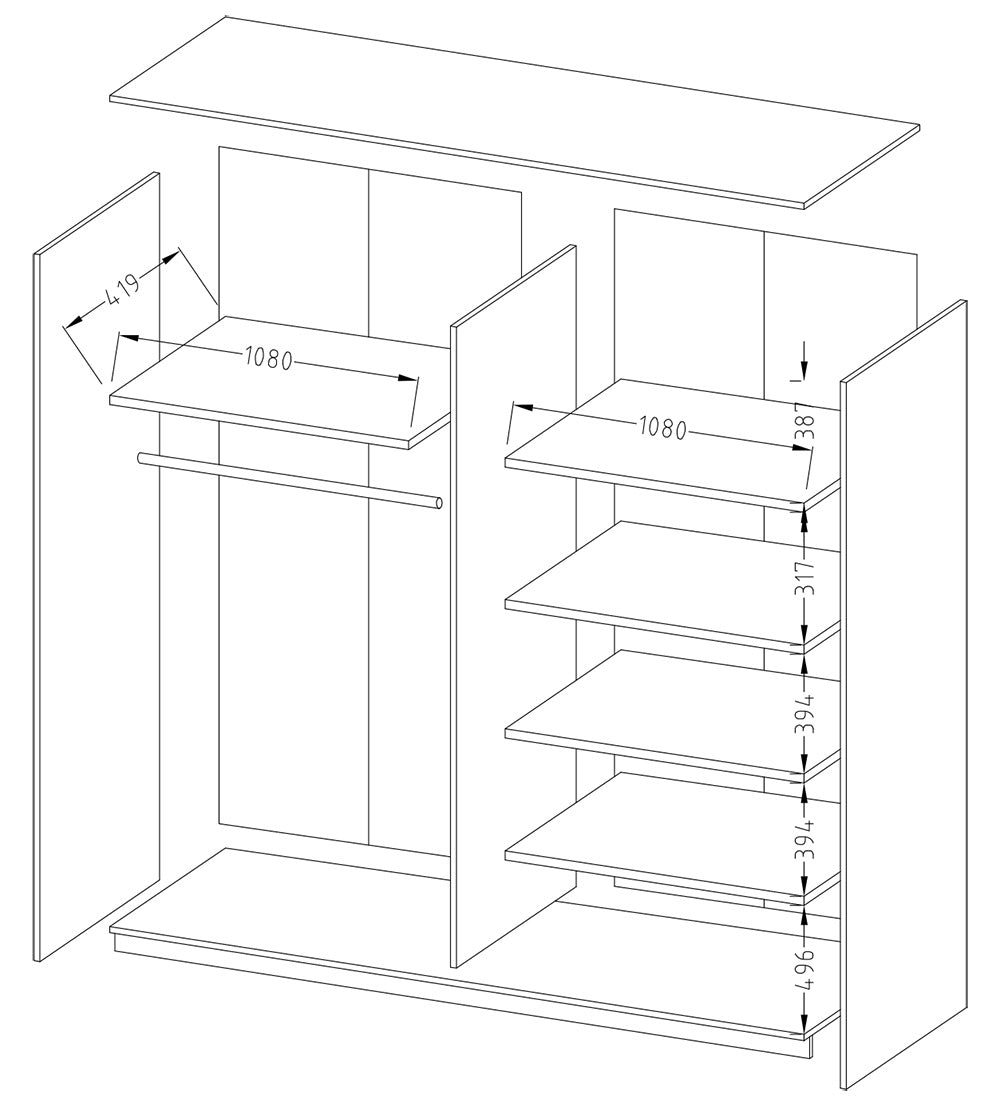 Liberty Beta Sliding Door Mirrored Wardrobe