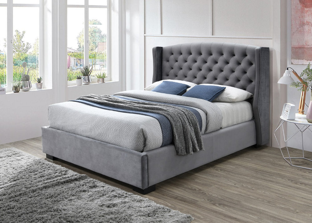 Sareer Ambassador Dark Grey Velvet Ottoman Bed Frame