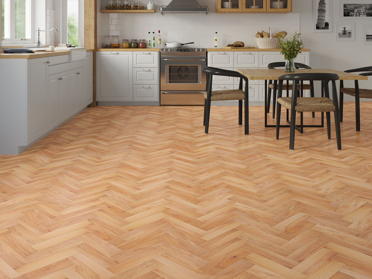 Liberty Herringbone 10 x 80mm Engineered Real Wood Flooring Ashdown Natural Oak Brushed UV Oiled Finish