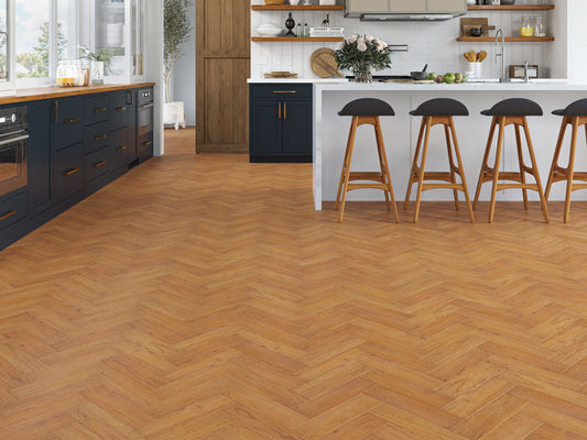 Liberty Herringbone 10 x 80mm Engineered Flooring Burnham Golden Oak Brushed UV Oiled