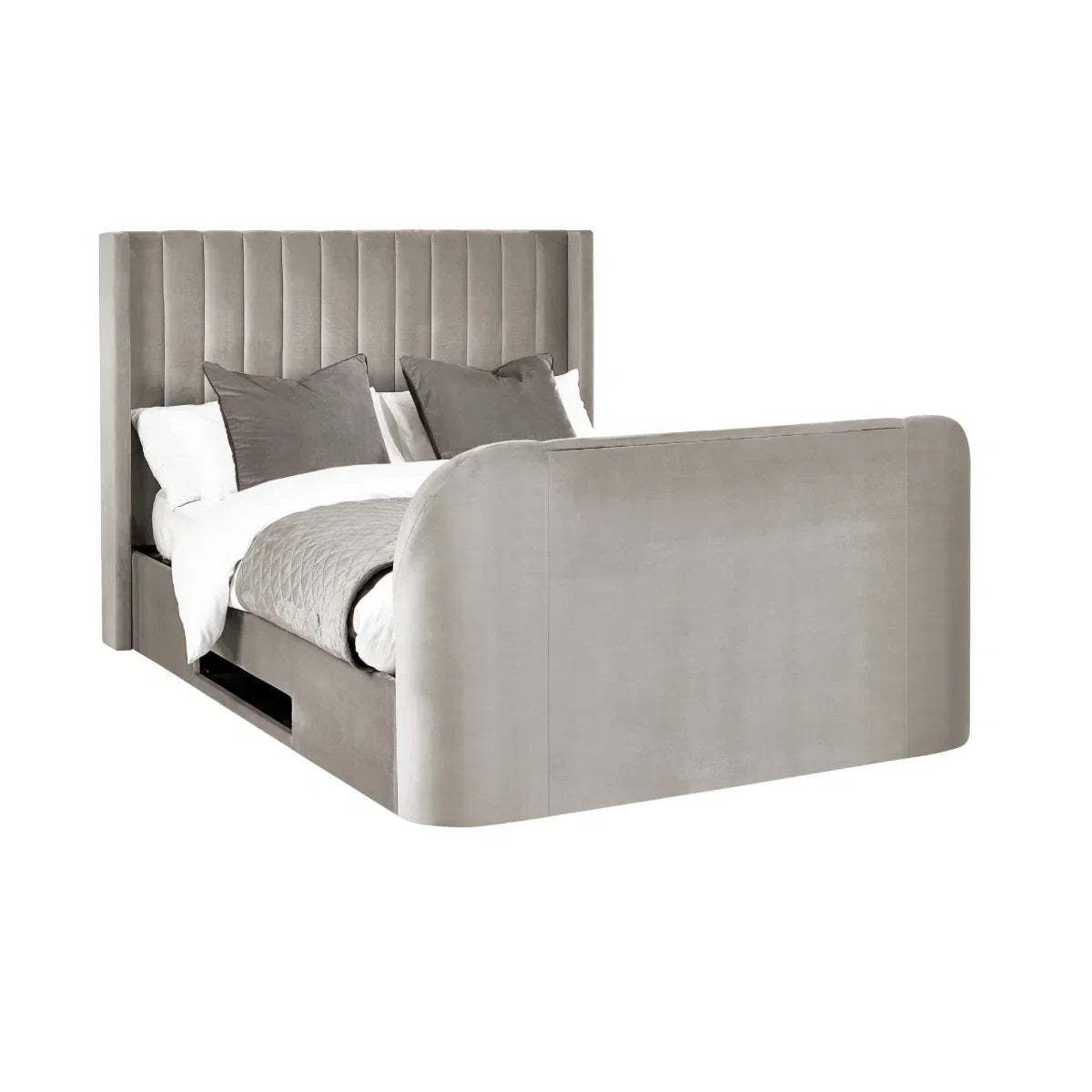 Trinity Clara Side Lift Ottoman Light Grey Fabric TV Bed