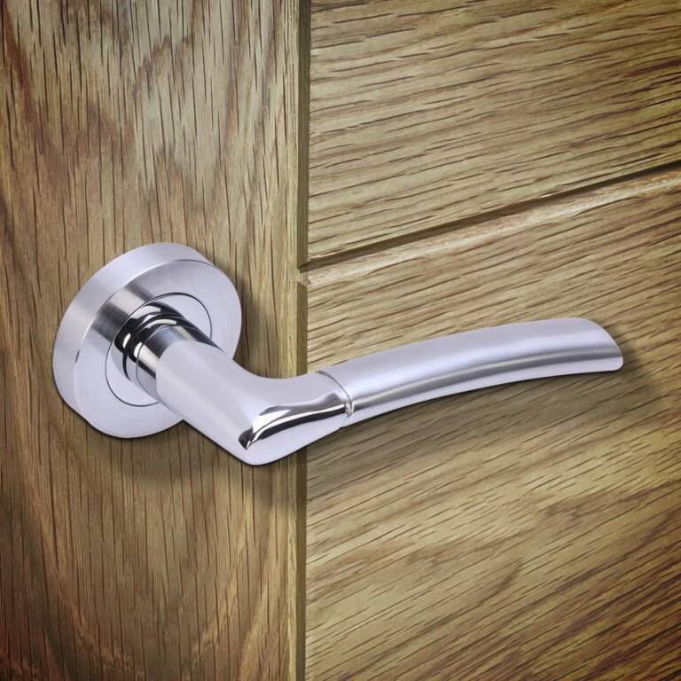 Drava Fire Door Handle Pack Chrome/Satin Chrome with 65mm Latch