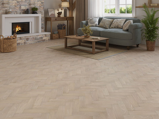 Liberty Herringbone 10 x 80mm Engineered Real Wood Flooring Ennerdale Grey Oak Brushed Lacquered Finish