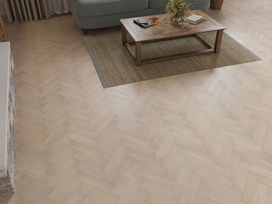 Liberty Herringbone 10 x 80mm Engineered Real Wood Flooring Ennerdale Grey Oak Brushed Lacquered Finish