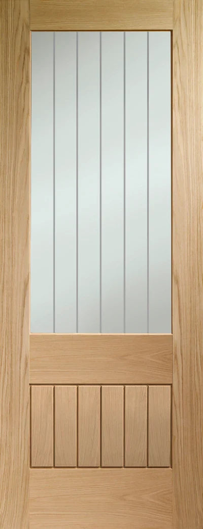 XL Joinery Internal Oak Door Suffolk Essential 2XG Clear Etched Glass