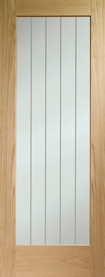 XL Joinery Internal Oak Suffolk Original Pattern 10 Clear Etched Glass Fire Door FD30