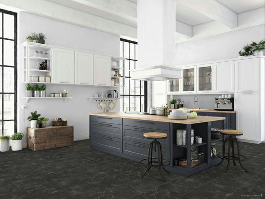 Liberty Falquon Stone Botticino Dark Tile High Gloss 8mm Laminate Flooring