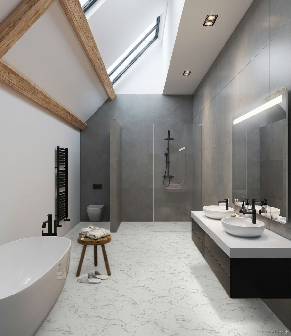 Liberty Falquon Stone Carrara Marble High Gloss 8mm Laminate Flooring