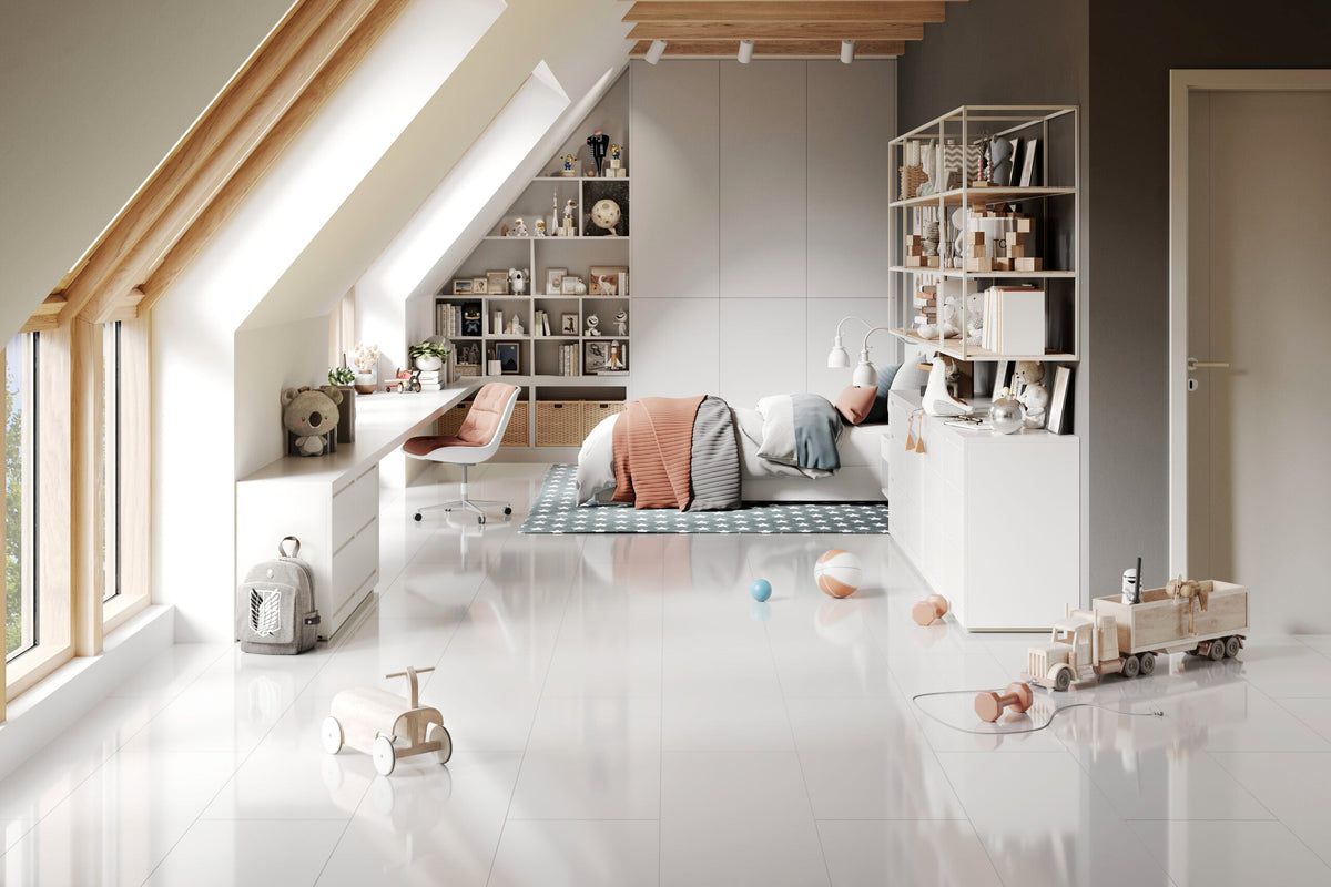 Liberty Falquon Stone White High Gloss Tile High Gloss 8mm Laminate Flooring