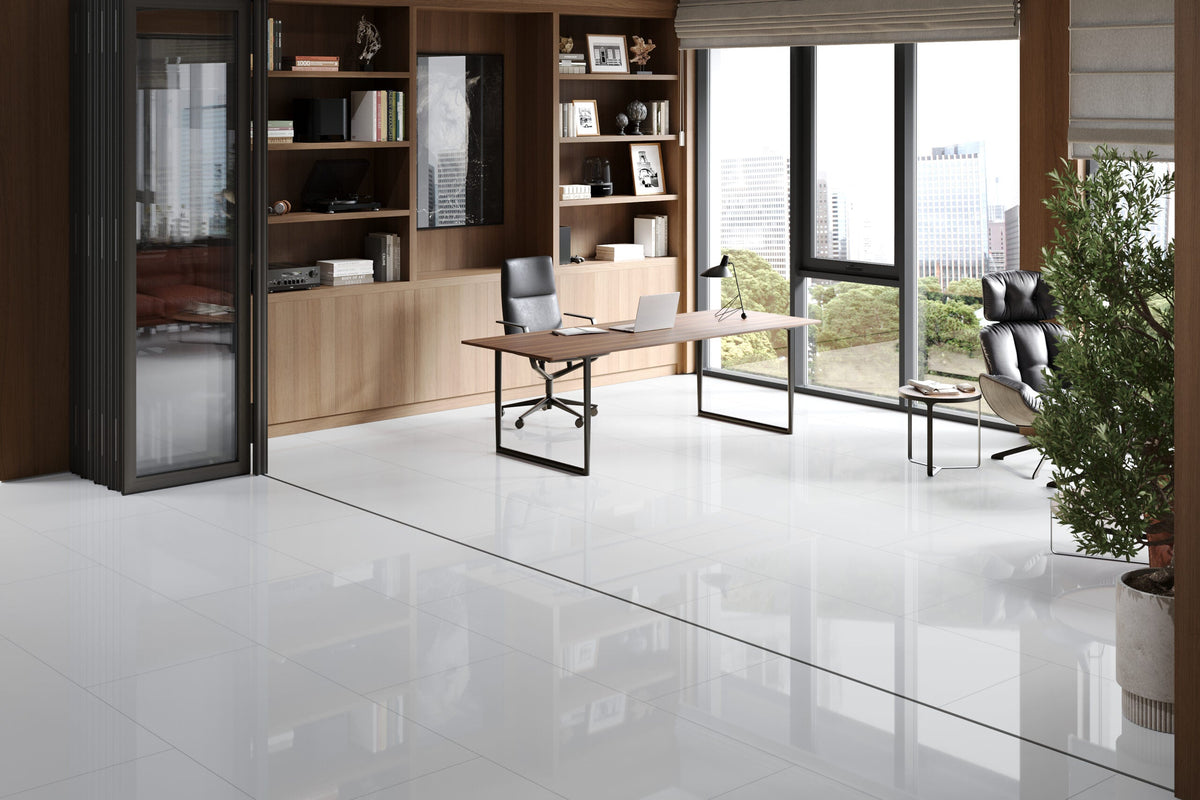 Liberty Falquon Stone White High Gloss Tile High Gloss 8mm Laminate Flooring