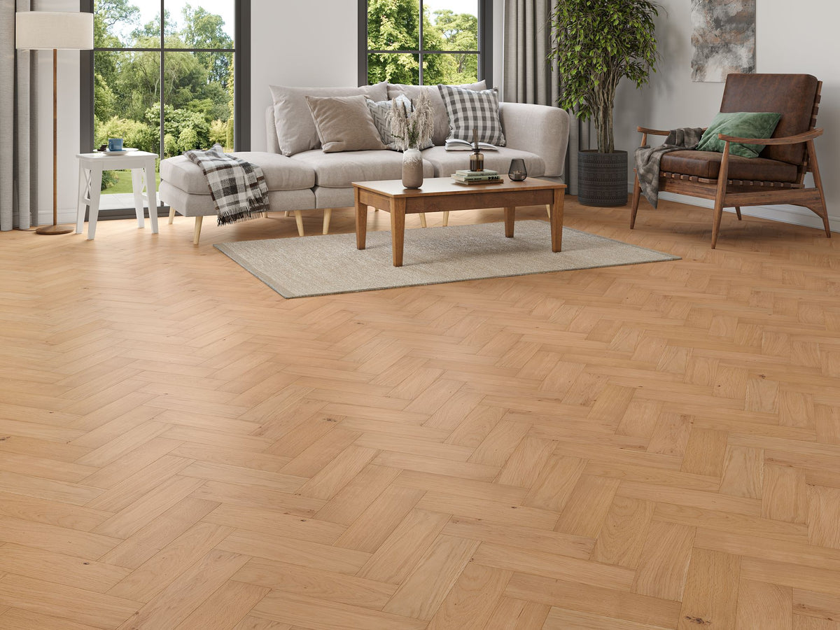 Liberty 14/3x90mm Herringbone Gillingham Oak Invisible UV Oiled Real Wood Engineered Flooring