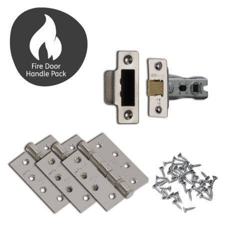 Danube Fire Door Handle Pack Chrome/Satin Chrome with 75mm Latch