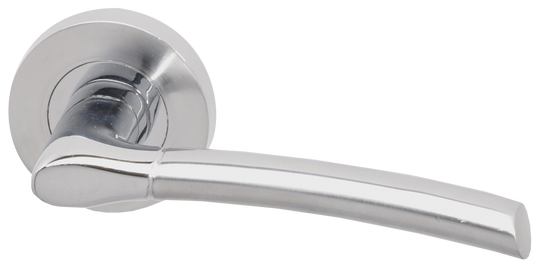Drava  Door Handle Bathroom Pack Chrome/Satin Chrome with Lock and 65mm Latch