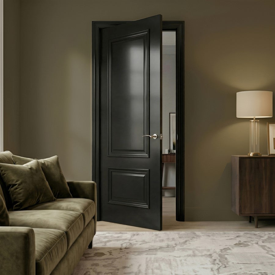 XL Joinery Internal Black Nelson 2 Panel Door With Raised Mouldings