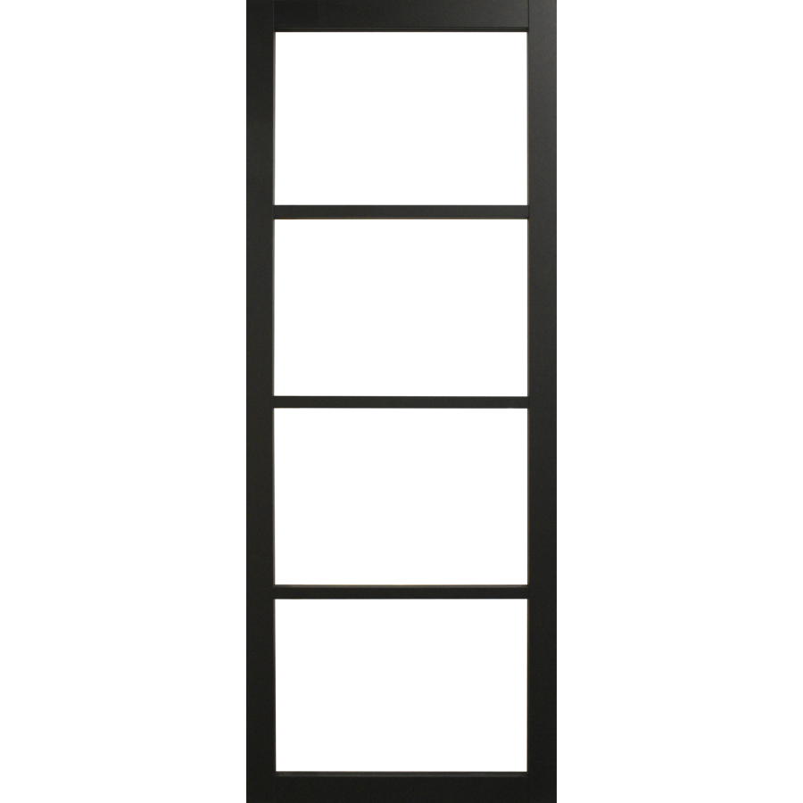 XL Joinery Internal Black Laminate Glazed 4L Industrial Style Door With Clear Glass Pre-Finished