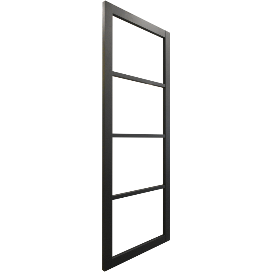 XL Joinery Internal Black Laminate Glazed 4L Industrial Style Door With Clear Glass Pre-Finished