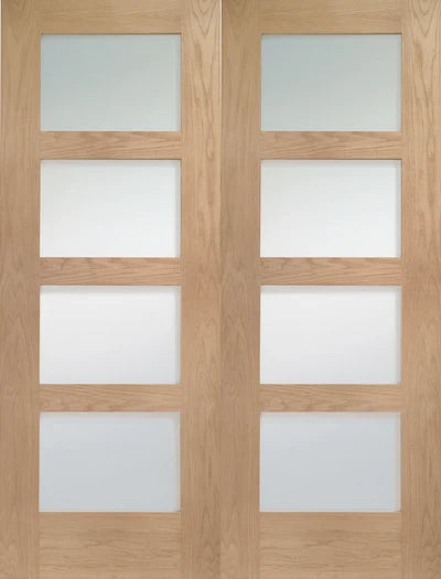 XL Joinery Internal Oak Shaker Door Pair Clear Glazed