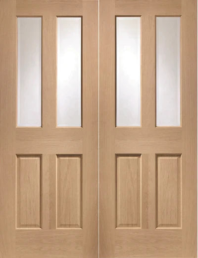 XL Joinery Internal Oak Malton Clear Bevelled Glass Pair Of Doors