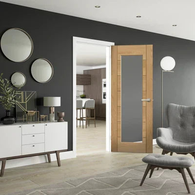 XL Joinery Internal Oak Essential Palermo Door Pre-Finished 1 Light with Clear Glass