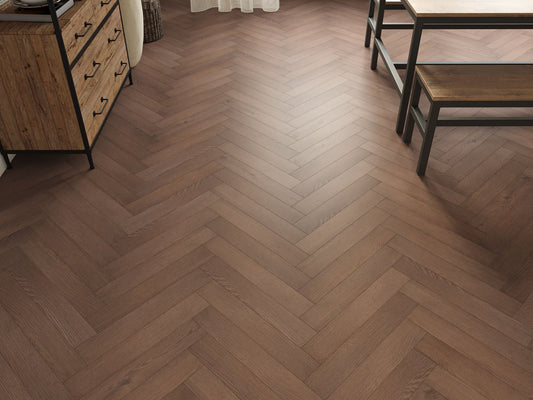 Liberty Oakleigh Romsey Dark Chocolate Oak 8mm Herringbone Laminate Flooring