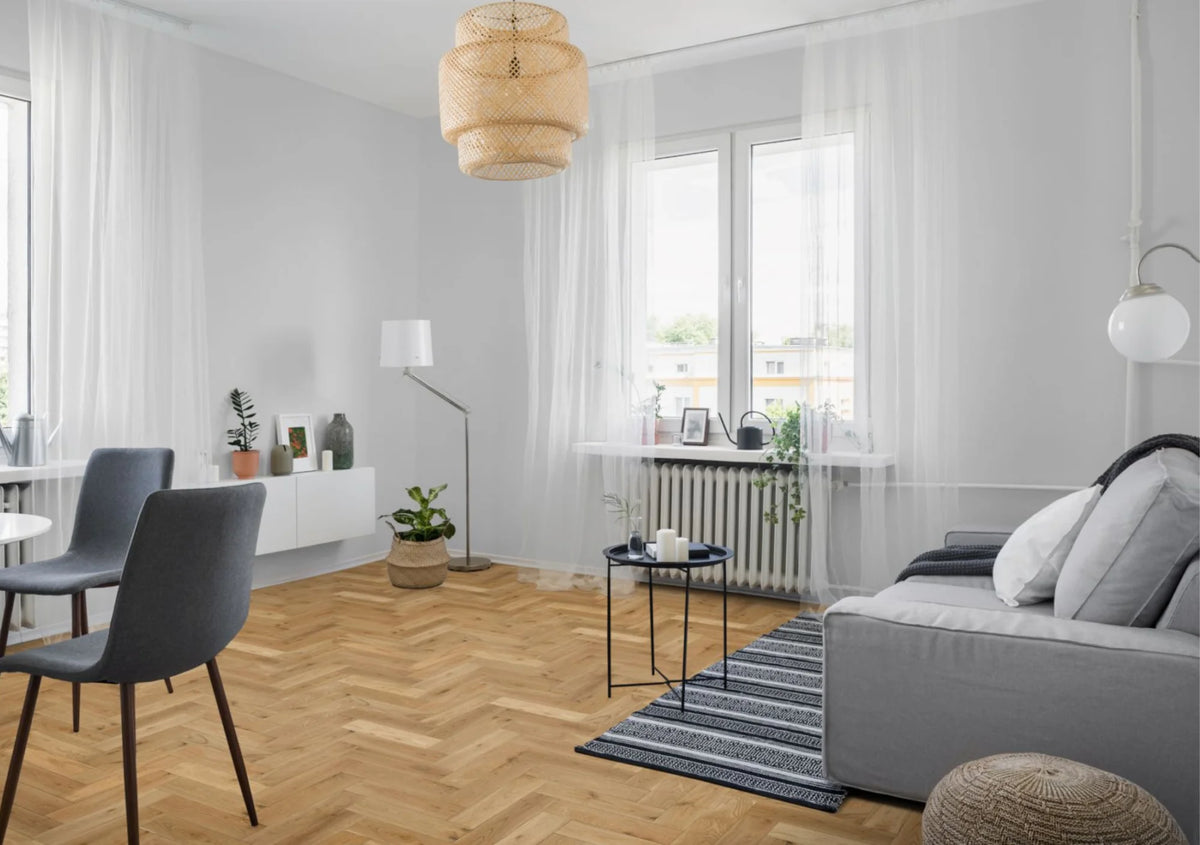 Liberty Natural Oak 15x90mm Matt Lacquered & Brushed Herringbone 15mm Engineered Wood Flooring