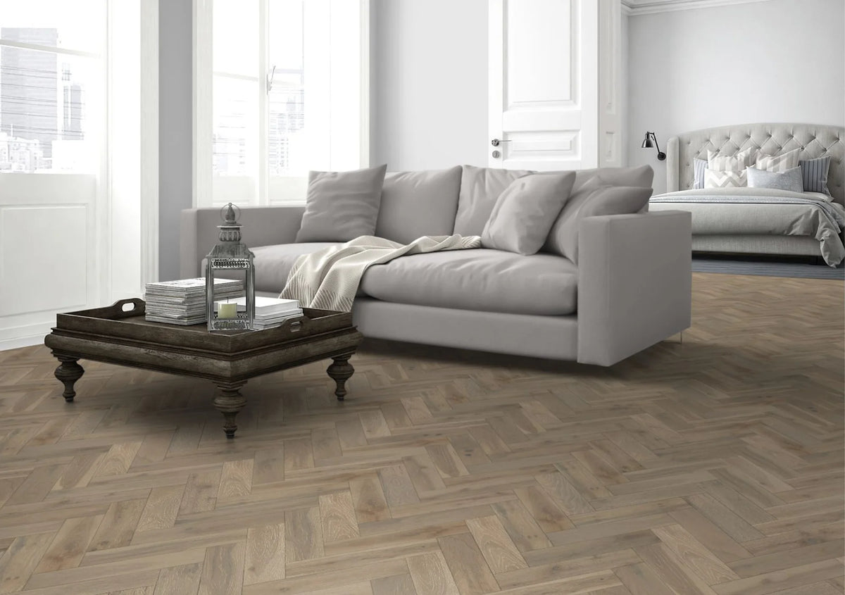 Liberty Lignum Strata Pearl Grey Oak 15x90mm 15mm Engineered Wood Flooring Herringbone