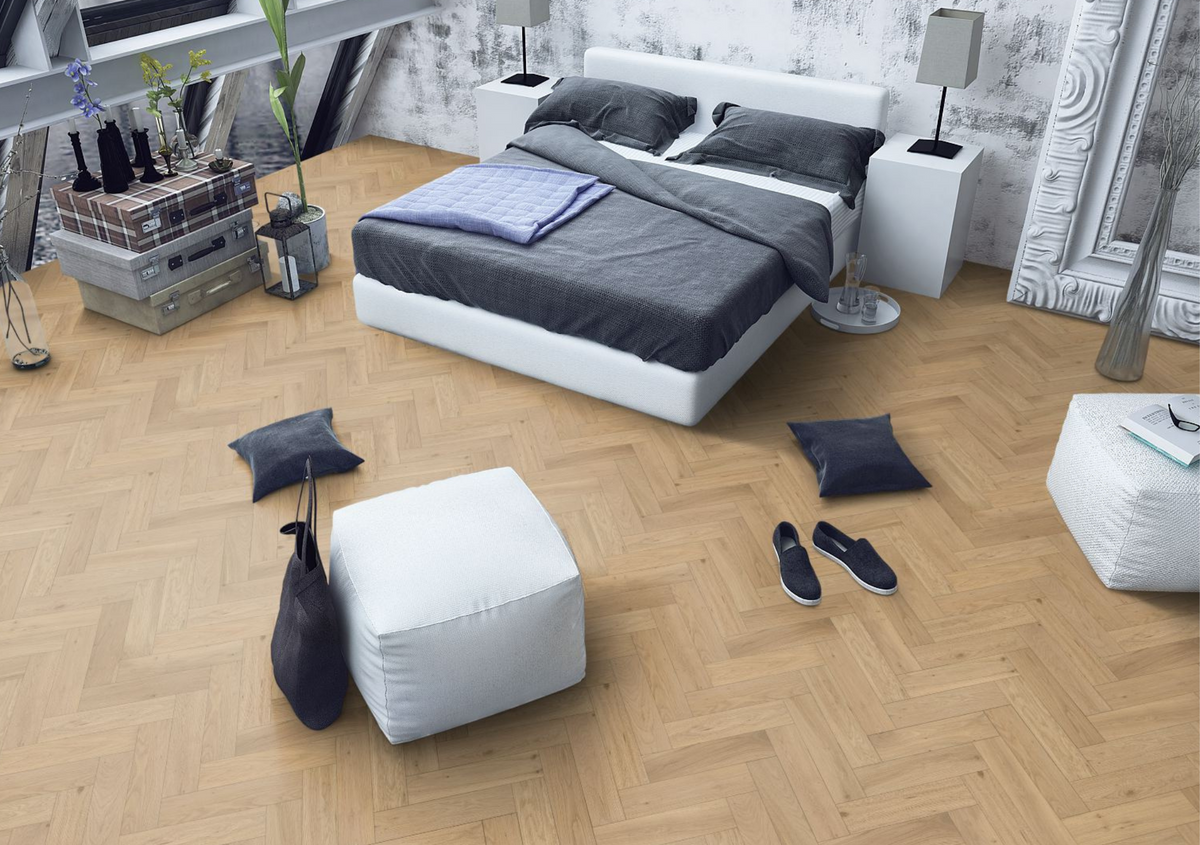 Liberty Whisper Oak 15x90mm Matt Lacquered & Brushed 15mm Engineered Wood Flooring Herringbone